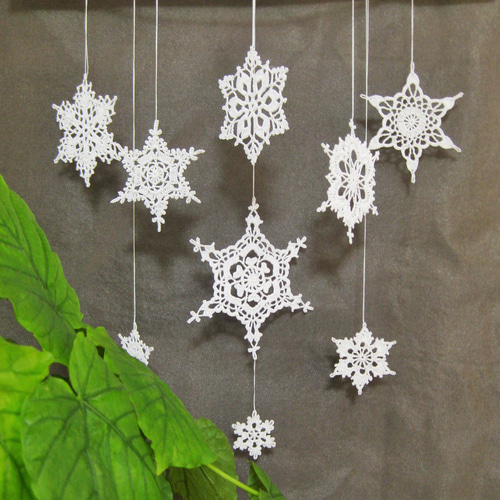 雪の結晶＊ガーランド レース編み 一点物 ガーランド con te 通販