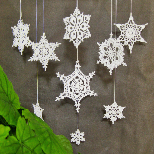 雪の結晶＊ガーランド レース編み 一点物 ガーランド con te 通販