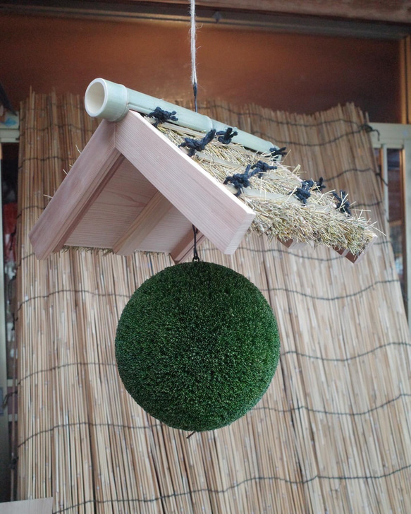 杉玉【屋根付き】③ 杉玉 40cm 吉野杉 つくりたて（杉玉のみ） その他インテリア雑貨