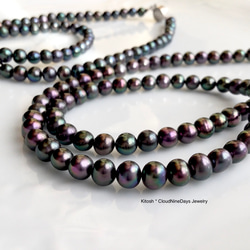 ご*！様 淡水パール ブラックパール ネックレス 楽天市場】淡水ブラックパール ネックレス 8-9mm 40cm 黒真珠 淡水真珠