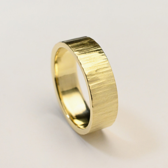 つや消し縦槌目 真鍮フラットリング 6.0mm幅 MATTE VERTICAL｜BRASS RING｜896 4枚目の画像