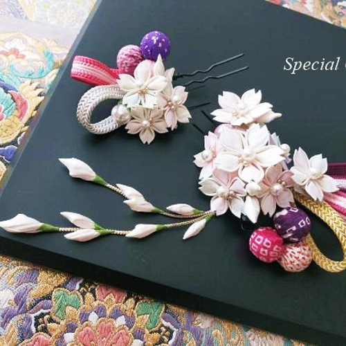 ⚜ 【特別追加ご注文】正絹髪飾り 桜づくし つまみ細工髪飾り 小 ⚜ 【特別追加ご注文】正絹髪飾り 桜づくし つまみ細工髪飾り 小