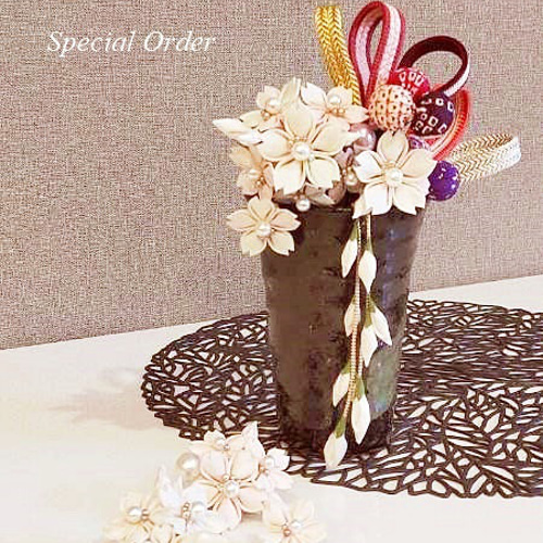 ⚜ 【特別追加ご注文】正絹髪飾り 桜づくし つまみ細工髪飾り 小 ⚜ 【特別追加ご注文】正絹髪飾り 桜づくし つまみ細工髪飾り 小