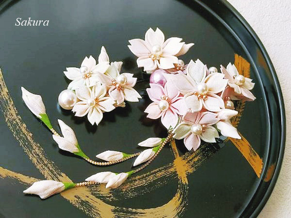 ⚜ 【特別追加ご注文】正絹髪飾り 桜づくし つまみ細工髪飾り 小 ⚜ 【特別追加ご注文】正絹髪飾り 桜づくし つまみ細工髪飾り 小