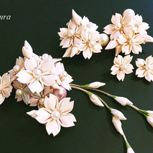 ⚜ 【特別追加ご注文】正絹髪飾り 桜づくし つまみ細工髪飾り 小 ⚜ 【特別追加ご注文】正絹髪飾り 桜づくし つまみ細工髪飾り 小