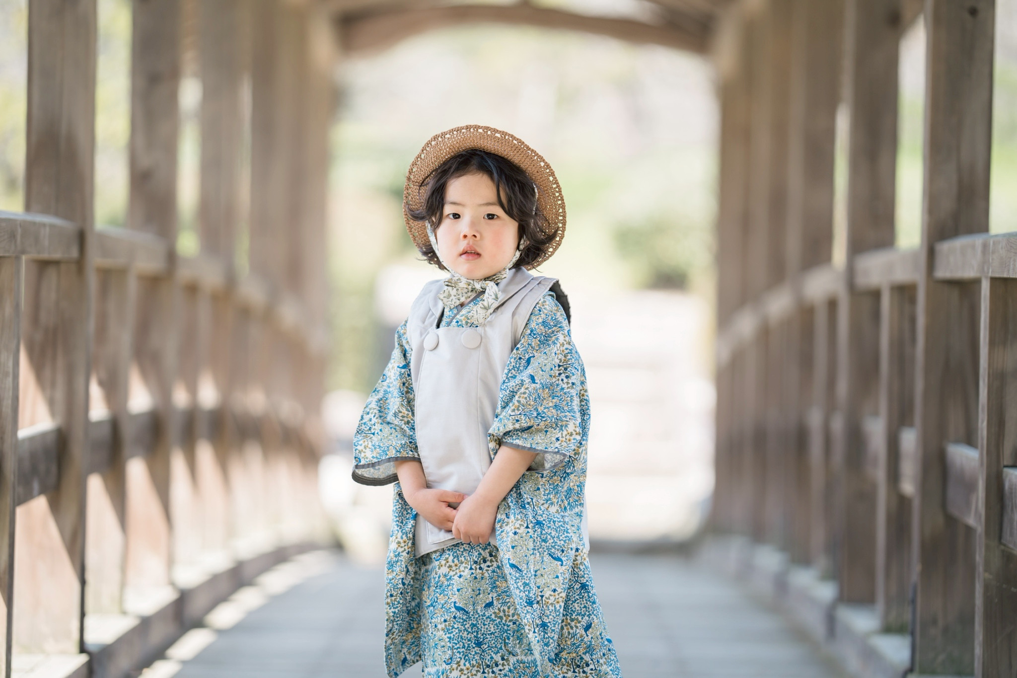リバティ着物　被布エプロン　3歳着物　女の子着物　七五三　カジュアル着物 3歳女の子七五三着物レンタル（被布セット）｜おしゃれで