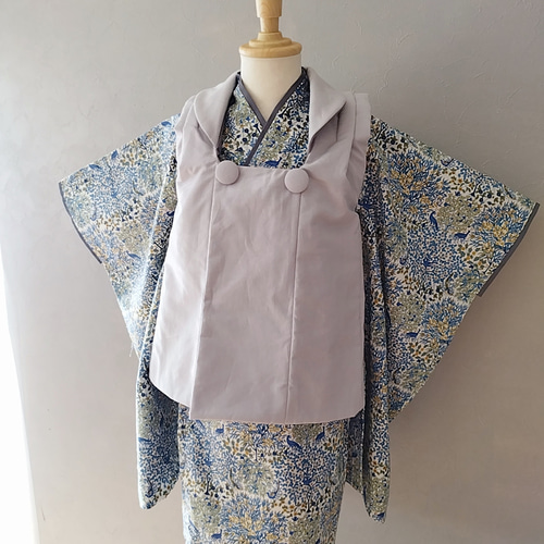 ブルーリバティ着物&リバーシブル被布set【Pheasant forest】七五三 3