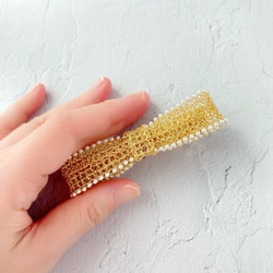 ヘアアクセサリー リボン バレッタ パール ゴールド 大きい レース   上品 お呼ばれ セレモニー ウエディング 9枚目の画像