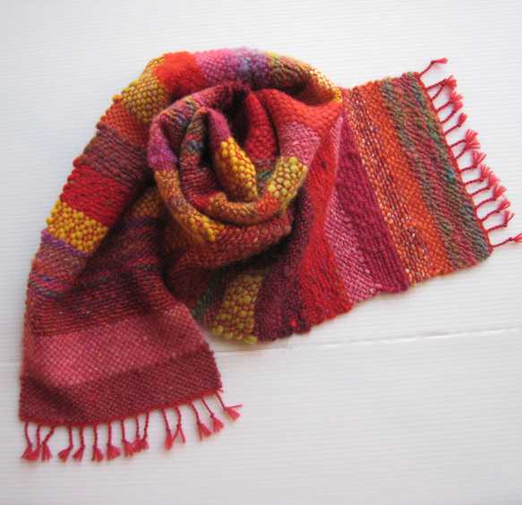 毛糸の手織りマフラー209 4枚目の画像