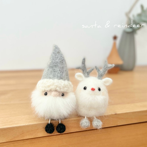 サンタさんとトナカイさん〜クリスマスの夜に〜 羊毛フェルト Paruku