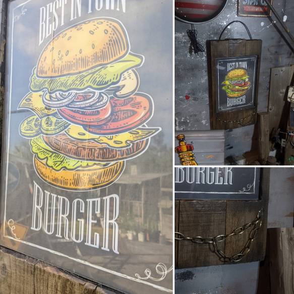 アメリカンヴィンテージ Style/ キッチンカー  サインボード"B"/ ウォールデコ（ハンバーガー） #アンティーク 2枚目の画像