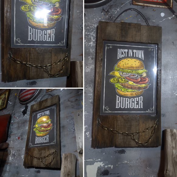 アメリカンヴィンテージ Style/ キッチンカー  サインボード"B"/ ウォールデコ（ハンバーガー） #アンティーク 5枚目の画像
