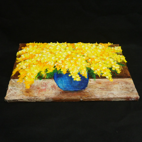 油絵 油彩 油彩画 絵 絵画 【ミモザ】F4号 絵画 HR 通販 14928251