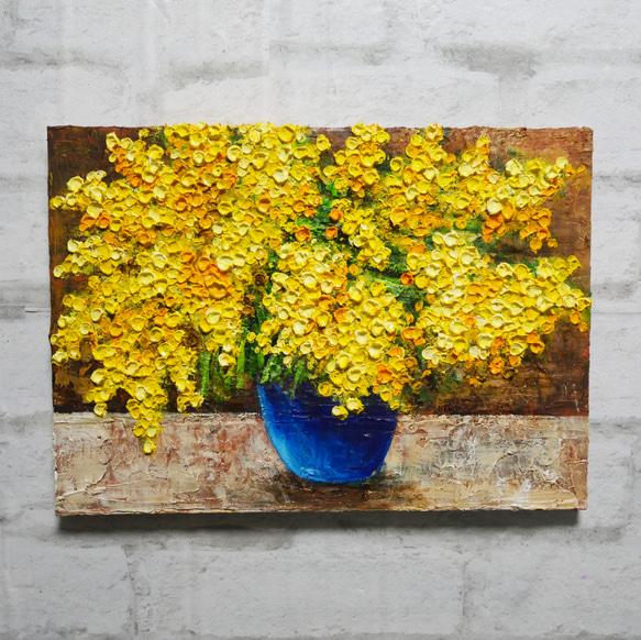 油絵 油彩 油彩画 絵 絵画 【ミモザ】F4号 絵画 HR 通販 油絵 油彩 油彩画 絵 絵画 【ミモザ】F4号 絵画 HR 通販