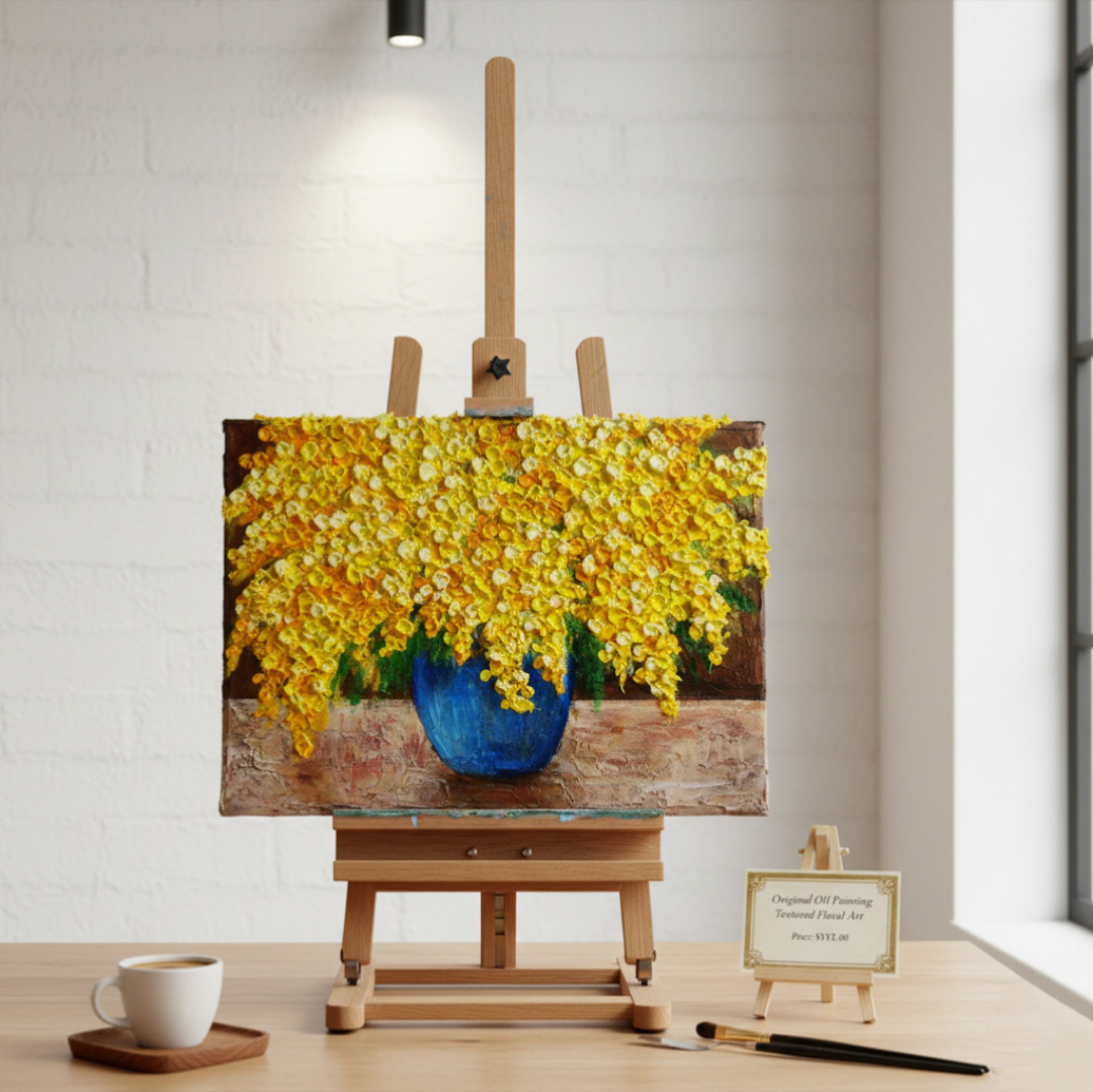 油絵 油彩 油彩画 絵 絵画 【ミモザ】F4号 絵画 HR 通販 14928251