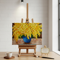 油絵 油彩 油彩画 絵 絵画 【ミモザ】F4号 絵画 HR 通販 14928251