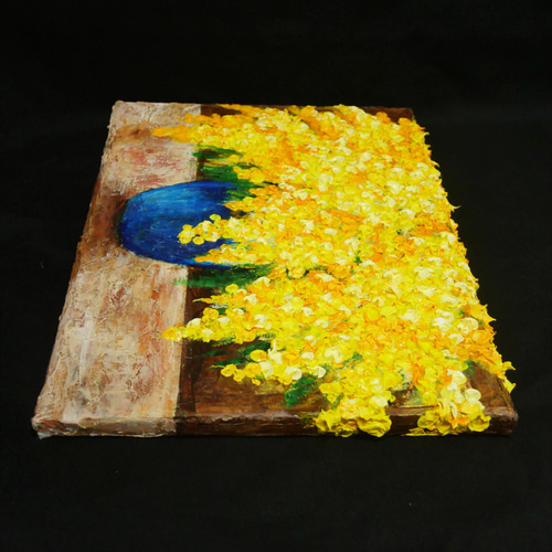 油絵 油彩 油彩画 絵 絵画 【ミモザ】F4号 絵画 HR 通販 14928251