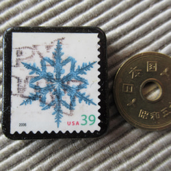 アメリカ　雪の結晶切手ブローチ357 3枚目の画像