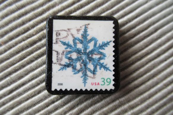 アメリカ　雪の結晶切手ブローチ357 1枚目の画像