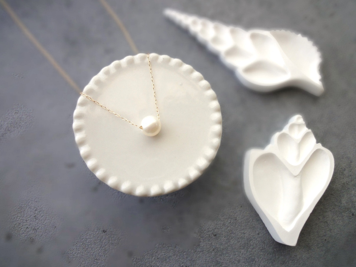 【海のコフレセットF】淡水パールのスライドネックレス ■ 長小豆チェーン 貝殻のアロマストーン2種類