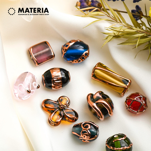 チェコハンドメイドビーズ フラワー トパーズ 1個or2個 チェコビーズ  