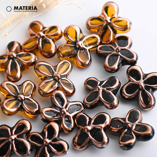 チェコハンドメイドビーズ フラワー トパーズ 1個or2個 チェコビーズ  