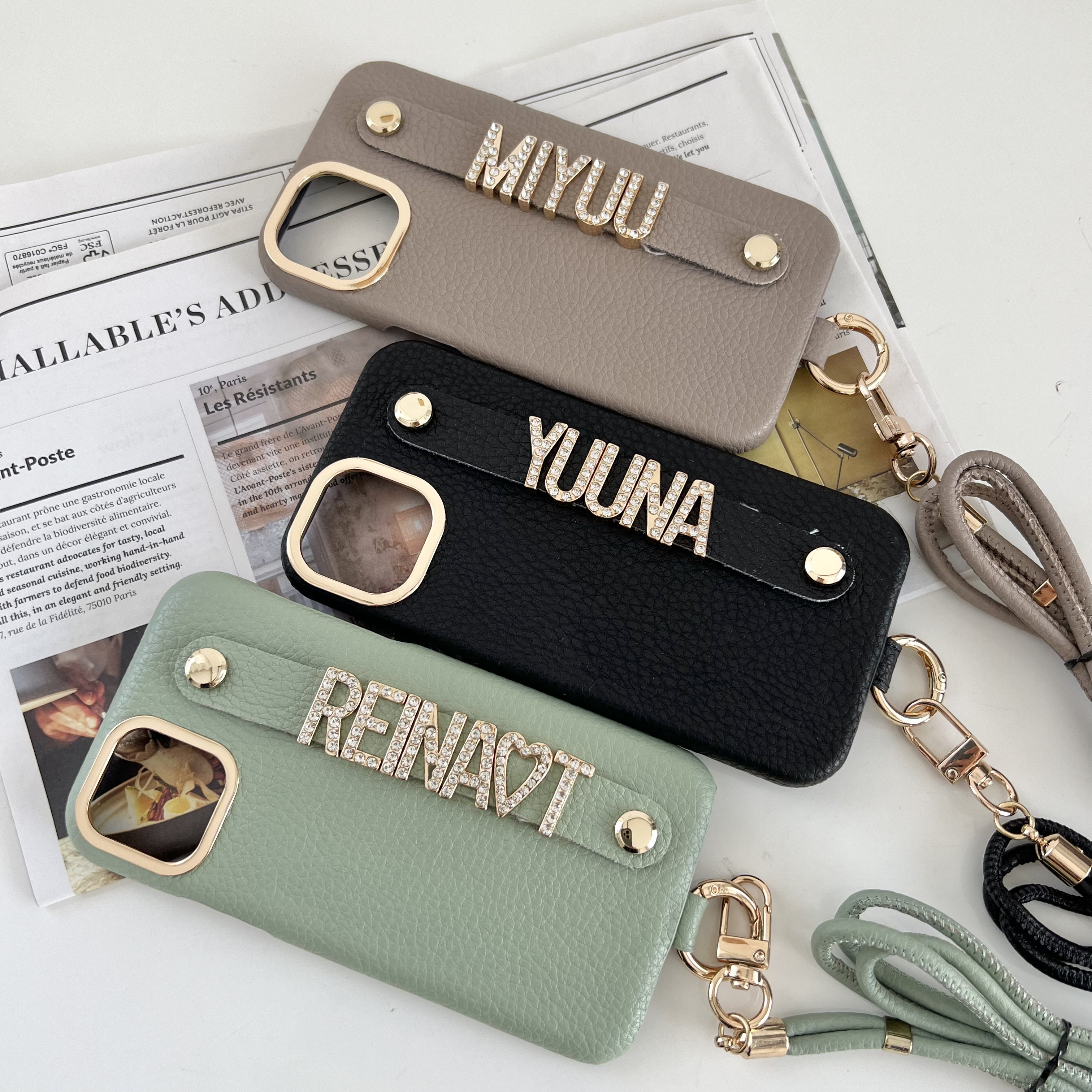 名入れオーダーメイド♡便利なネックストラップ付★カスタムiPhoneケース