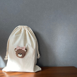 レッスンバッグ 体操服袋 オムツポーチ 巾着袋 ヌビ恐竜刺繍