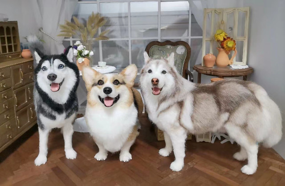 【受注製作】羊毛フェルト、うちの子、犬ぬいぐるみ、フェルト犬、ペットの肖像画、犬猫人形、ペットロス、うちのこ記念日 7枚目の画像