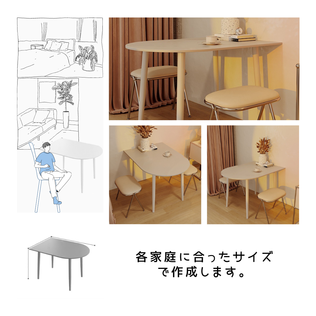 オーダーメイド 職人手作り デスク テーブル 机 食卓 モダン 白家具 モノトーン カフェ 無垢材 天然木 家具 LR