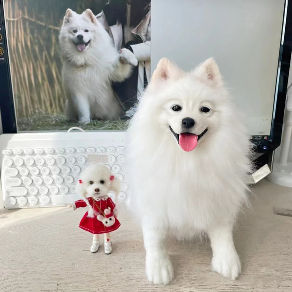 【オーダーメイドペット】羊毛フェルト、うちの子　犬ぬいぐるみ、フェルト犬、羊毛犬、肖像画、犬猫人形 プレゼントやギフトに 100% 模様