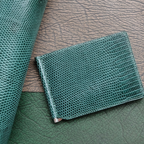 高級リザード革のマネークリップ手縫いマネークリップ