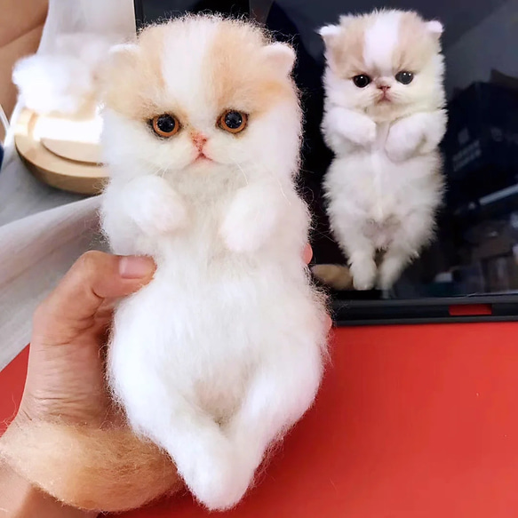 【オーダーメイドペット】羊毛フェルト、うちの子　猫ぬいぐるみ、フェルト猫、羊毛猫、肖像画、犬猫人形 プレゼントやギフトに 100% 模様
