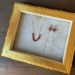 天然石ネックレス＆赤いピアス　レッドスピネルの14kgfジュエリーセット 12枚目の画像