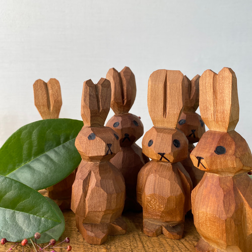 山うさぎ人形 山桜彫り その他置物 みつまた木材 通販 14929728