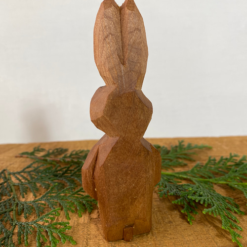 ウサギの木彫り　和歌山　龍神村 木彫 兎 | 古物屋 壱両