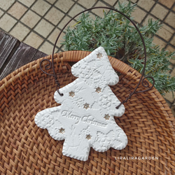 まるでクッキーのようなクリスマスツリー　陶オーナメント　素焼き　ガーデニング　インテリア　ホワイトクリスマス 5枚目の画像