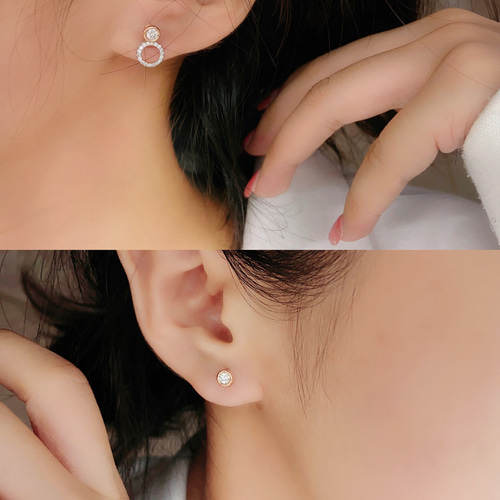 天然ダイヤモンドピアス3way k18 ピアス（スタッド・一粒） パール  