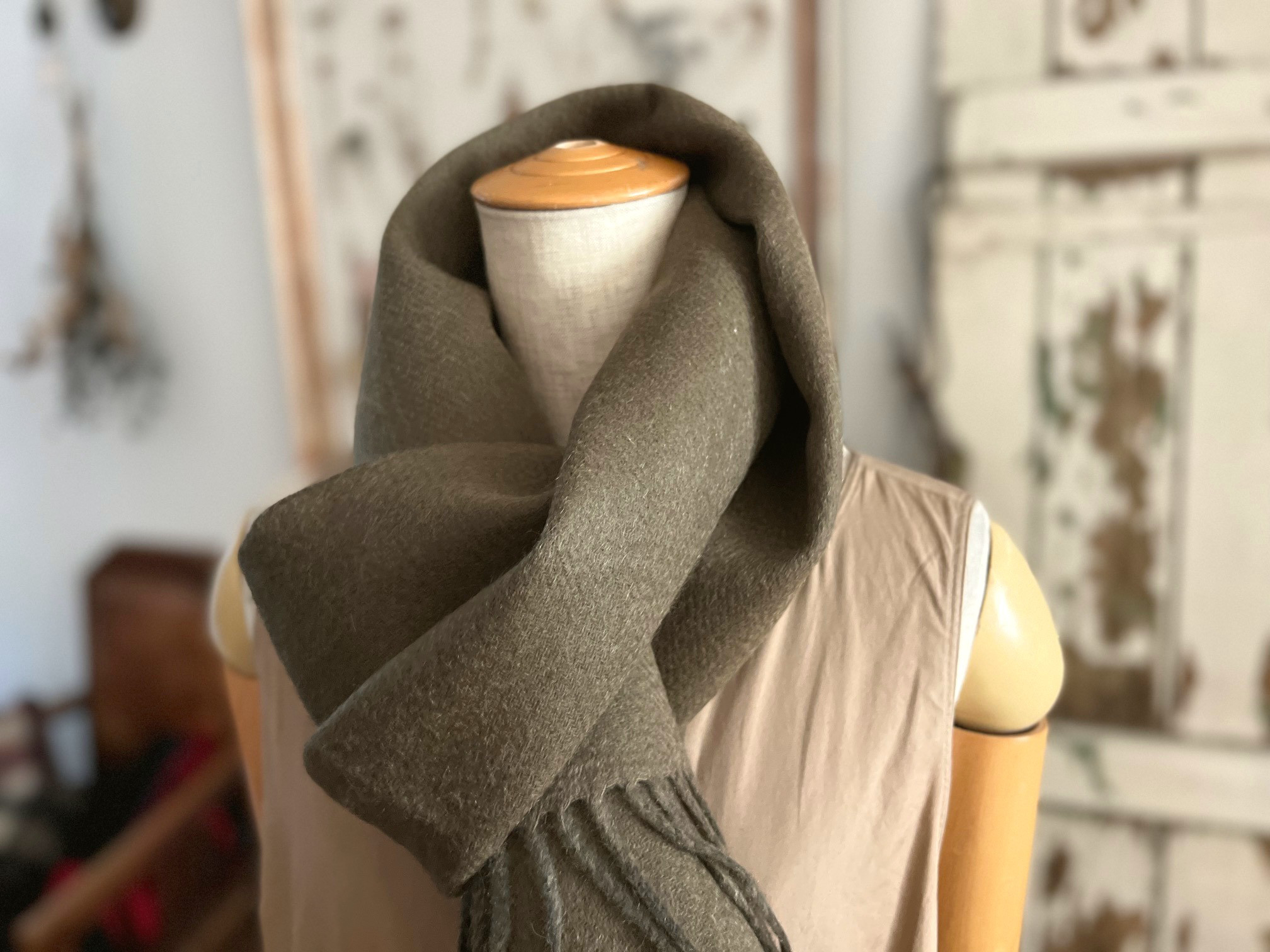 ●新色ディープグリーン● フリンジマフラー リバーシブル ギフト 〇ウォッシャブル