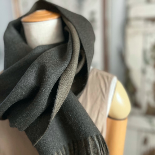 ○新色ディープグリーン○ フリンジマフラー リバーシブル ギフト 〇