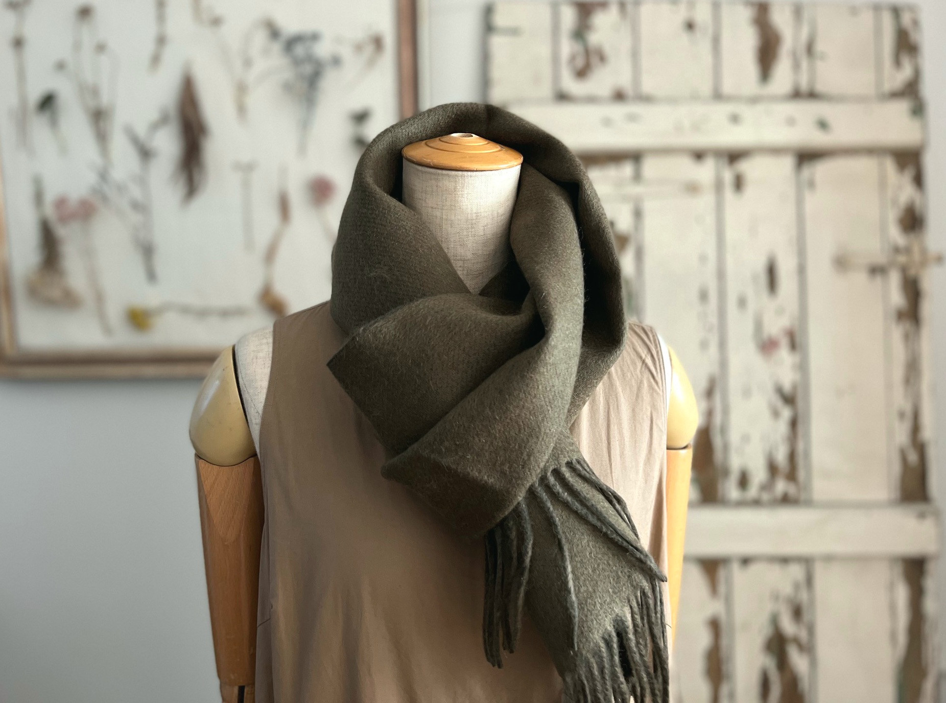 ●新色ディープグリーン● フリンジマフラー リバーシブル ギフト 〇ウォッシャブル