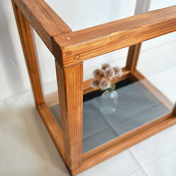 日本産/手作り/シンプルガラスの木製パンケース・ショーケース【受注製作】 3枚目の画像
