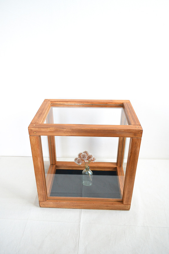 日本産/手作り/シンプルガラスの木製パンケース・ショーケース【受注製作】 2枚目の画像