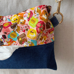 在庫限り　ショルダーティッシュケース　サコッシュ　保育士　お散歩　調節できるストラップ付き　ハイカラ横丁 2枚目の画像