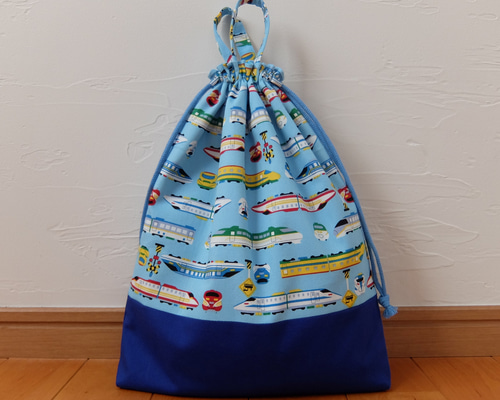 体操服入れ・お着替え袋＊新幹線＊水色 体操服袋・お着替え袋 Le Ciel