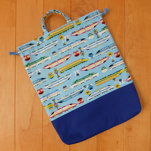 体操服入れ・お着替え袋＊新幹線＊水色 体操服袋・お着替え袋 Le Ciel