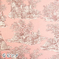 『トワルドジュイ　Toile de Jouy　ランドスケープ②　Gー薄ピンク』～巾110cm×50㎝単位でカット～ 1枚目の画像