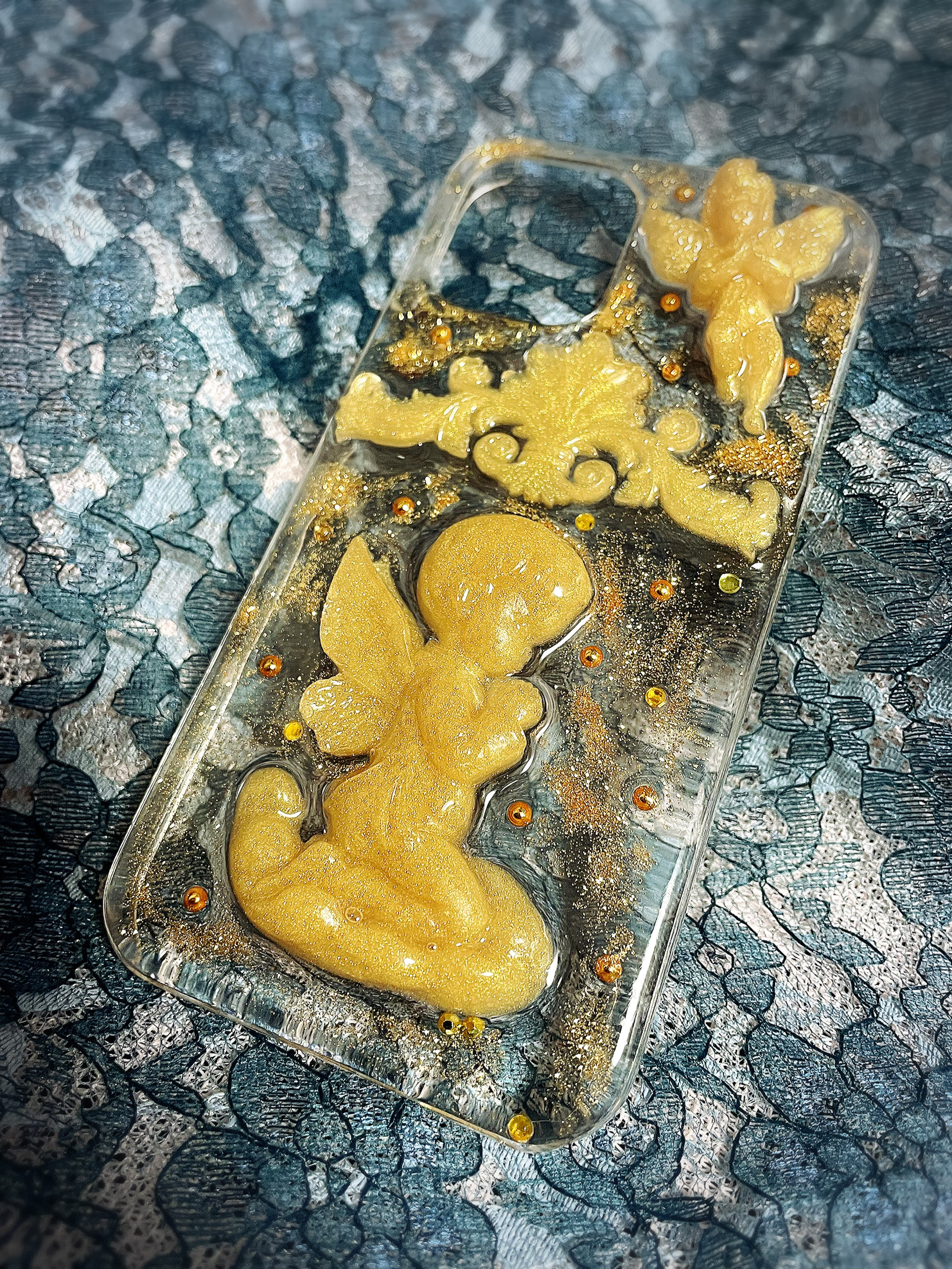 クリア×ゴールド エンジェルiPhoneケース