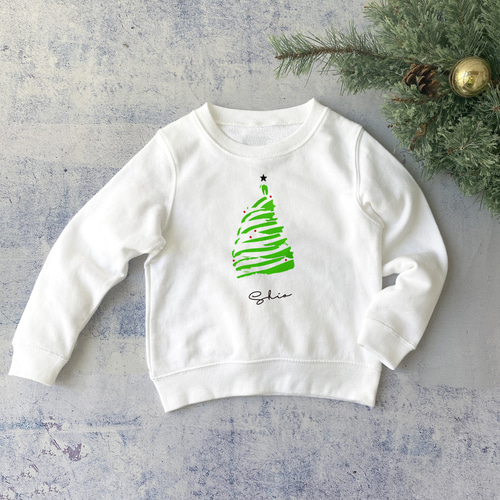 Xmasメレンゲツリーのスウェット 名入れ 100～XLサイズ クリスマス