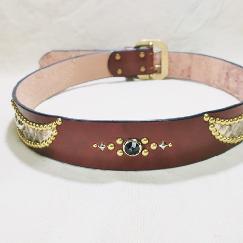 スタッズベルト サドルレザー スパイダーベルト レザークラフト ハンド